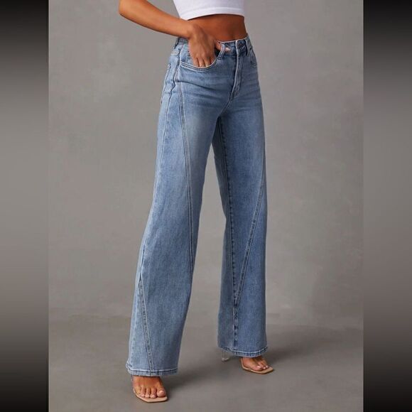 NWT Commense Vintage Denim Straight Wide Leg Pants Jeans Size 2 - Picture 3 of 4